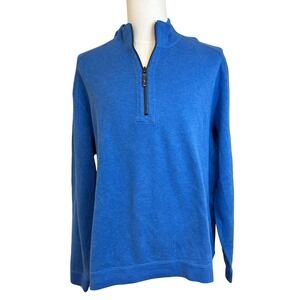 TOMMY BAHAMA Blue Gray Reversible 1/4 Zip Mens Sweater XL Travel Vacation Preppy